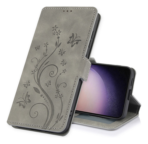 Funda De Teléfono Gris De Primera Calidad Para Samsung Galaxy Series, Funda Tipo Cartera Con Ranuras Para Tarjetas