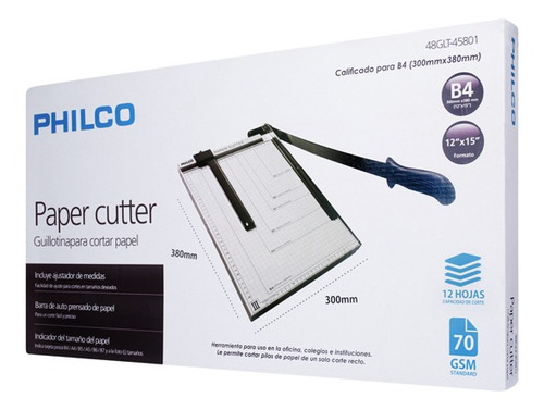 Guillotina Metálica Philco Corta Papel Hasta B4 30 X 38 Cm