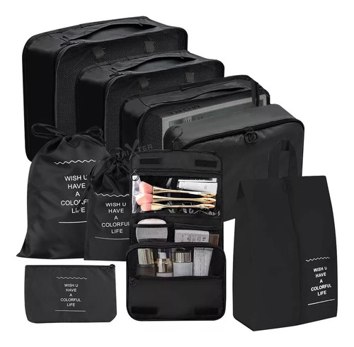 Organizador De Valija Set 9 Piezas Neceser Viaje Bolso Avion