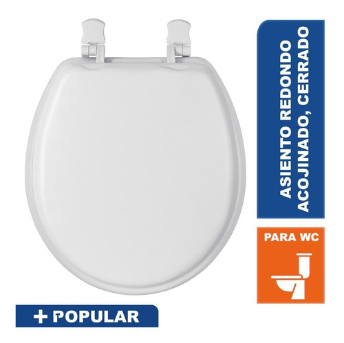 Imagen 3 de 3 de Asiento para inodoro Foset AAWC-40B de poliuretano con forma redonda blanco liso