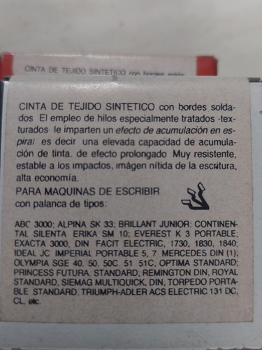 Cinta Para Maquina De Escribir Negra Marca Kores