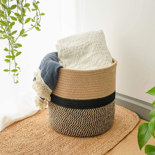 Cesta Perchas De Cuerda Tejida Decorativa Maceta Para El Hog