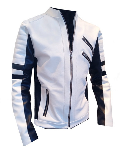 Imagen 3 de 6 de Campera Kill Line White/black Cuero Eco