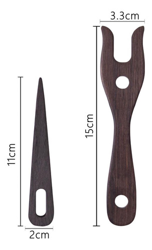 4 Kit De 2 Piezas De Tenedor De Tejer Y Aguja Marrón Oscuro