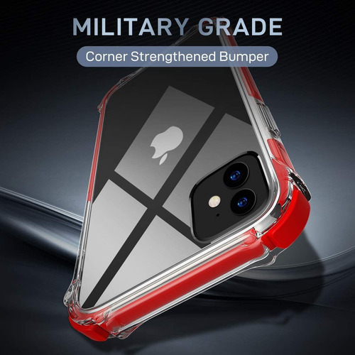 Funda Para iPhone 11, Rojo/resistente/transparente/rigida