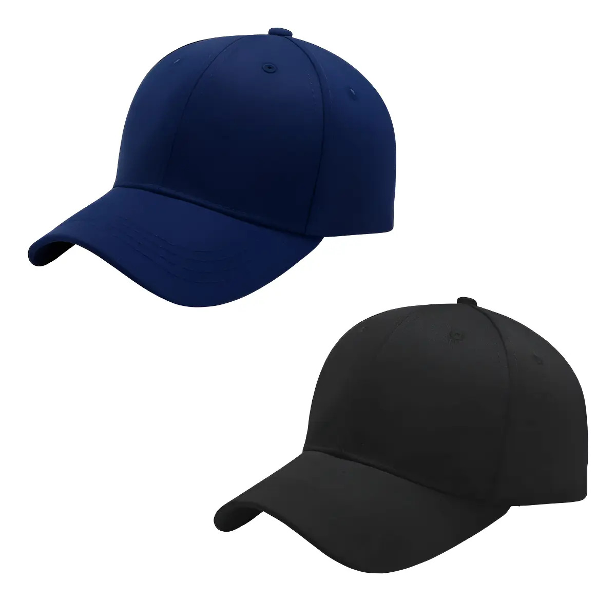 Kit 2 Bonés Liso Aba Curva Com Ajuste Cores Qualidade Cor Preto + Azul Marinho Tamanho Un
