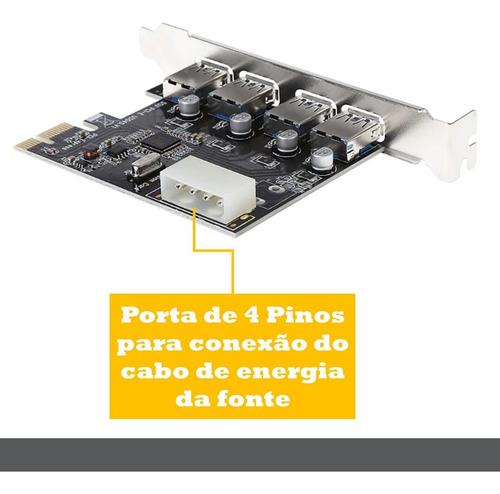 Imagem 5 de 8 de Placa Usb 3.0 Pci-e 4 Portas 5gbps Pci-express Pc Desktop