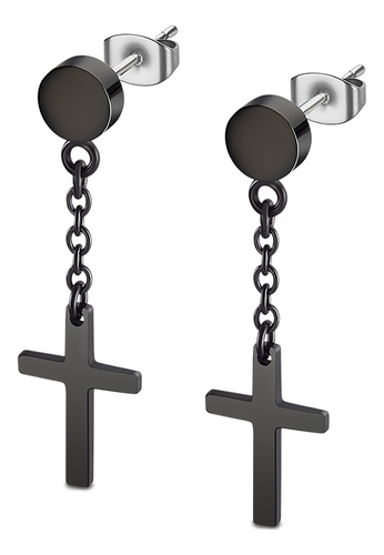 Aretes Cruz Pendientes Hombre Lotus Style Acero Inoxidable