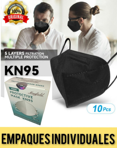 Mascarilla Kn95 Color Negro Original Importada Termosellada