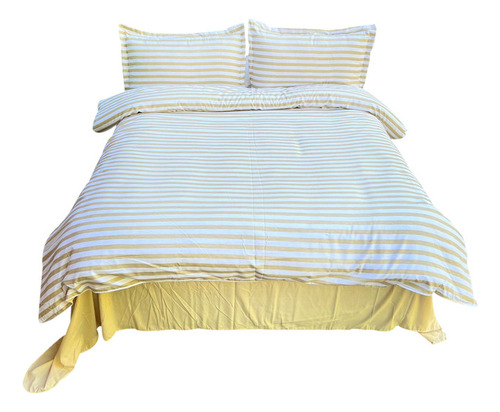 Duvet Estampado Franjas Crema Doble