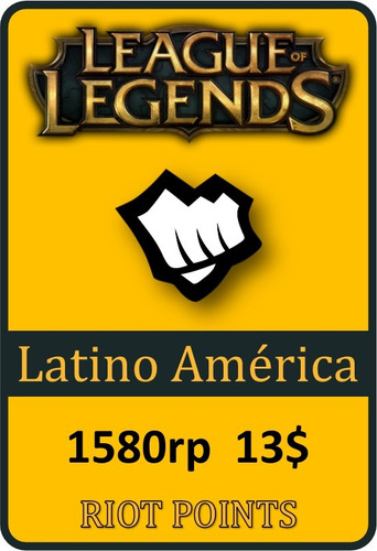 Tarjeta De Recarga De League Of Legends - 1580 Riot Points