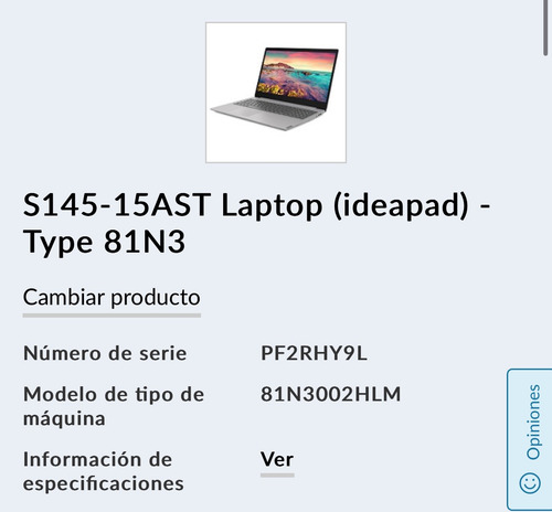Laptop Netbook Lenovo Ideapad Cono Nueva (Usado)
