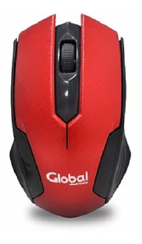 Mouse Óptico Ergonómico Usb Global Scroll Blister Rojo