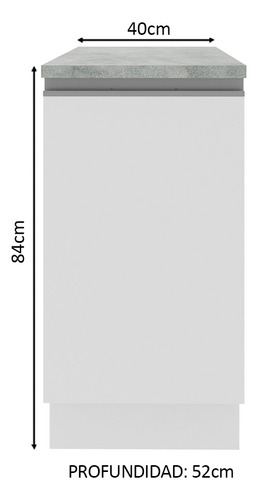 Mueble Bajo Mesada Glamy Madesa 1 Puerta 40cm Blanco Blanco