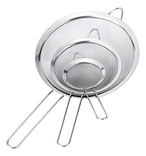 Kit 3 Peneiras Aço Inox Coador 8cm 10cm E 12cm Filtro Café