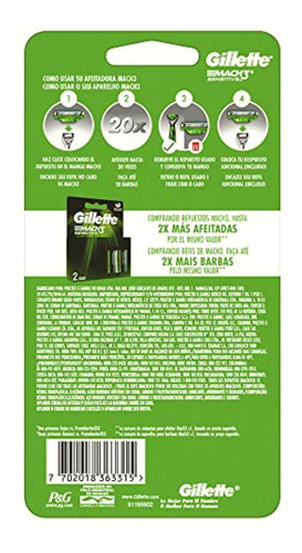 Gillette Mach3 Sensitive 1 Máquina Para Afeitar+ 2 Cartuchos