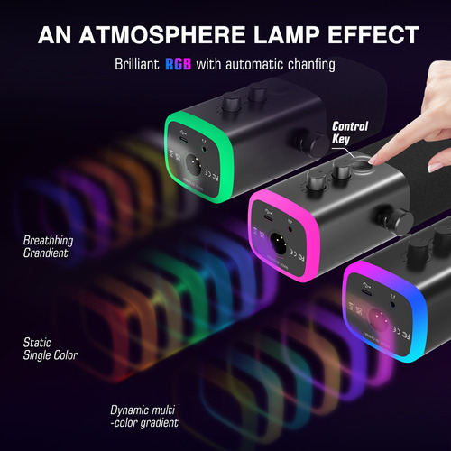 Micrófono Dinamico Fifine Am8 Usb/xlr + Rgb Negro