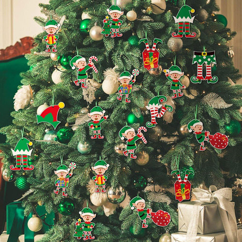 24 Piezas De Adornos Árboles De Navidad De Duendes, Ad...