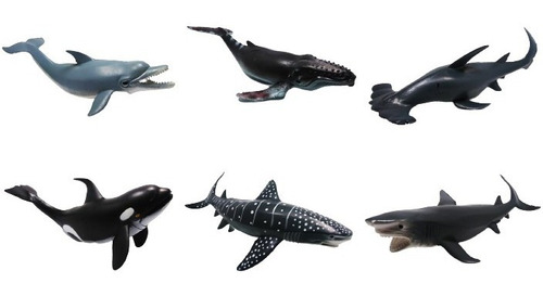 Juguete 6 Tiburones Ballenas Grandes Largo 25cmxalto7 Cm