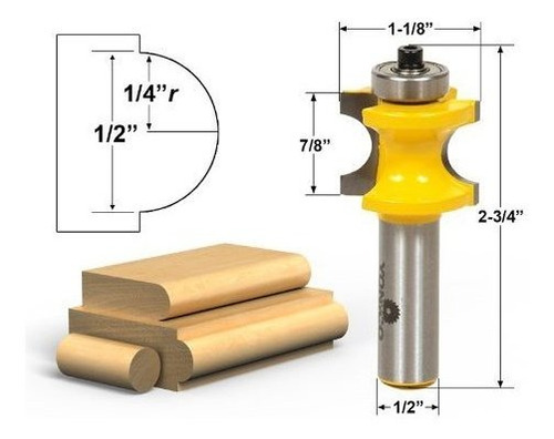 Yonico 13515 5 Bit Bullnose Router Bit 1/2-inch Shank