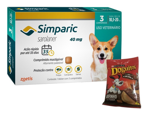 Simparic 40 Mg Antipulgas 10 A 20 Kg Zoetis Com Bifinho