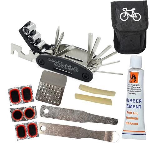 Kit Reparacion Bicicleta Con Herramientas Parches Y Estuche