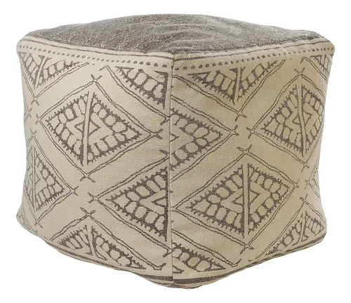 Lr Home Puf Rustico Geometrico Hecho A Mano, Beige/gris, 20