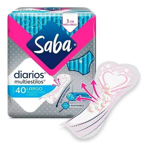 Protectores Diarios Saba Multiestilos Largo 40 Pzas