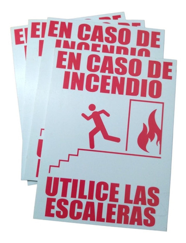 Cartel En Caso De Incendio Utilice Escalera | Pvc 15x20cms