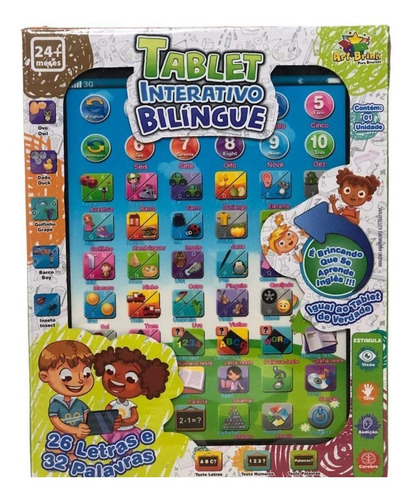 Tablet Infantil Bilingue Interativo Criança Azul