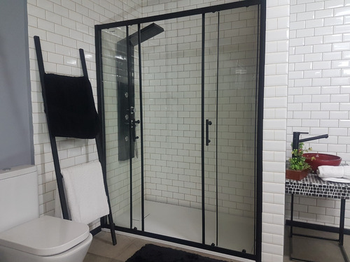 Mampara D/ El Suelo 4 Hojas Negro Transl 200cm - Gorena Agua