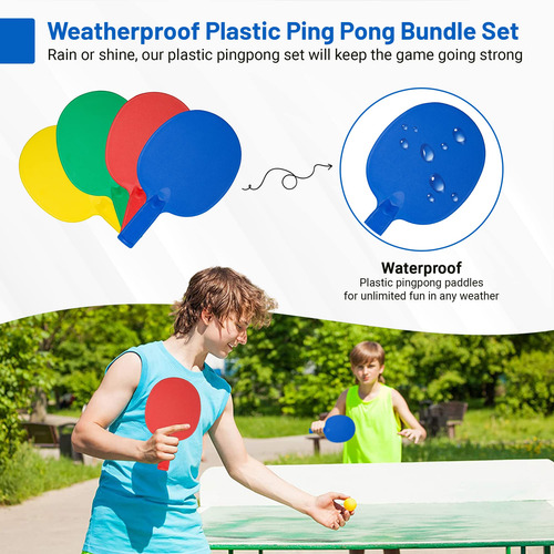 Juego De 4 Paletas De Ping Pong Con Red Y 2 Pelotas Varía