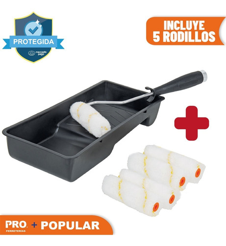 Imagen 1 de 5 de Kit De Rodillo Para Pintar, Maneral, Charola Y Felpa 15023
