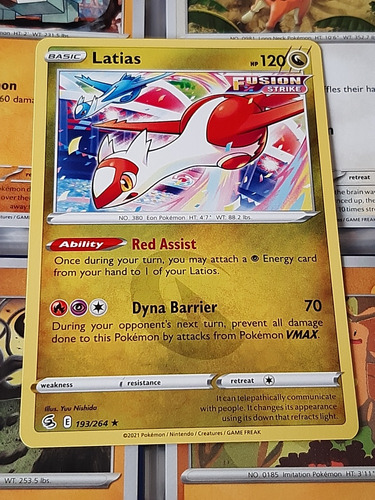 Latias 193/264,original De Pokemon Tcg,rara.