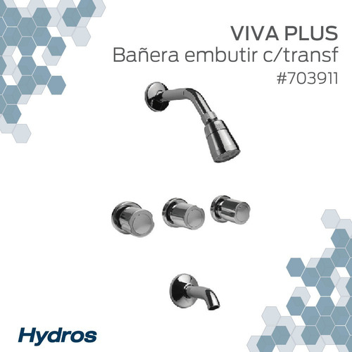 Imagen 3 de 6 de Grifería Ducha Embutir Hydros Viva Plus Transferencia C
