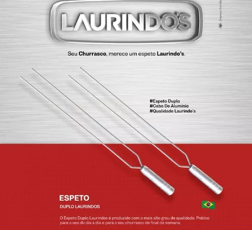 Espeto p/ Churrasco Bull Duplo Aço Inox 80 cm - Zakharov