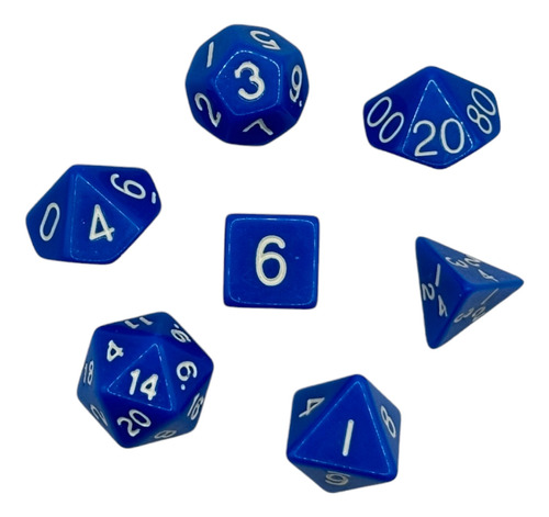 Set De 7 Dados - Juegos De Rol - Azul Cielo - Sólido