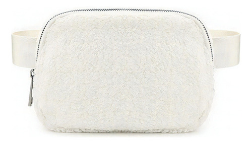 Riñonera de lana, bolso de hombro, bolso de mano para mujer, color blanco