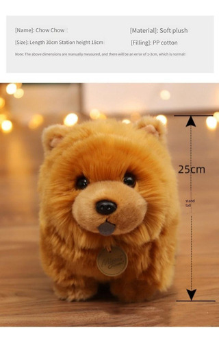 25cm Muñeca Perro Juguete Peluche Chow Chow Simulación 2024