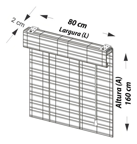 Persiana Bambu Romana Tabaco 80 (L) X 160 (A)cm C/ Bandô 0,80 (L) x 1,60 (A) Marrom Escuro