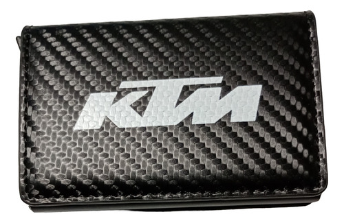 Billetera Tarjetero Rfid-block Cuero Diseño Carbono Moto Adv Negro Carbono
