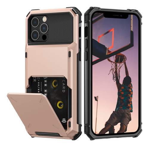 Funda Para iPhone 12/12 Pro Rose Dorado Large Uso Rudo