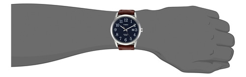 Reloj Timex Easy Reader De 38 Mm, Carcasa De Piel Plateada Y