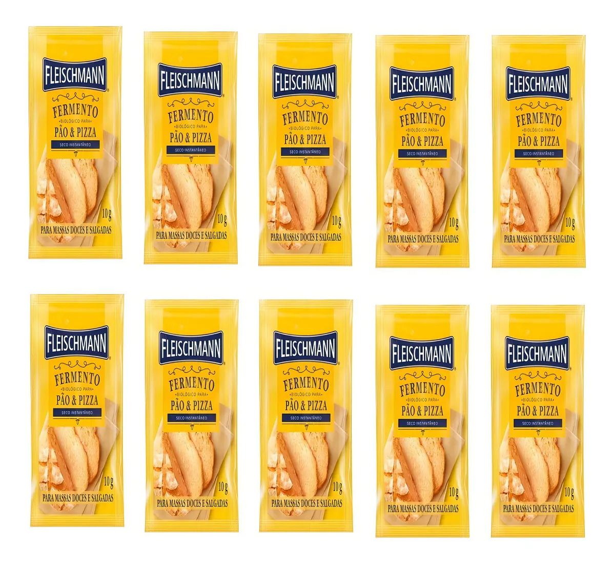 Fermento Biológico Fleischmann Pão Pizza Seco Instantâneo 10g