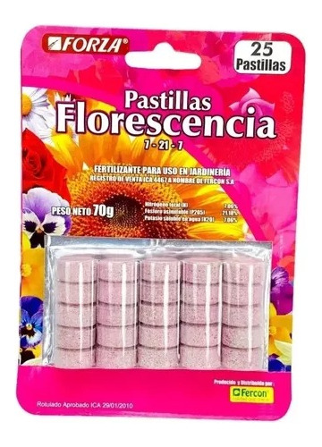 Fertilizante Plantas Florescencia X25 Pastillas Florecedor
