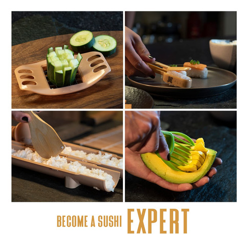 Kit De Fabricación De Sushi Marca Modelo 60 Piezas Marrón