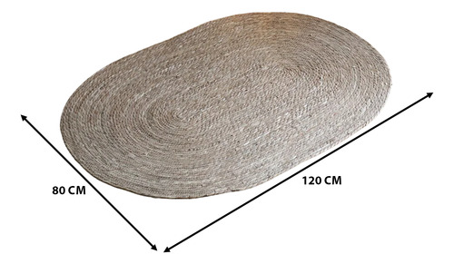 Alfombra De Yute Tradicional Rustica Ovalada Color Natural S