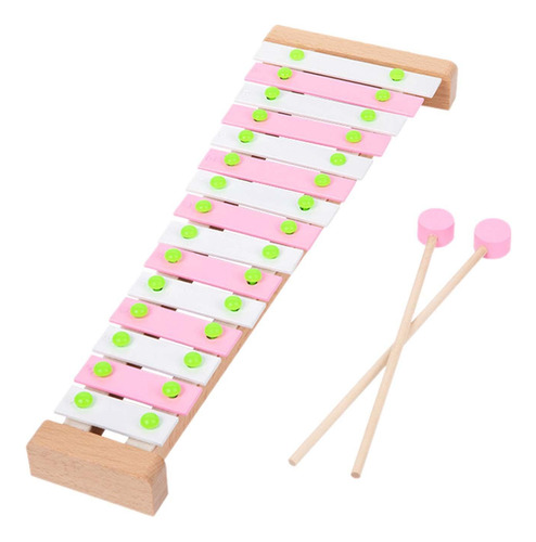 Xilófono De 15 Tonos, Iluminación Con Marco De Madera Rosa