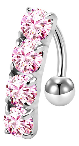 Piercing Invertido Apto Agua Strass De Ombligo Mirame Unico Rosa