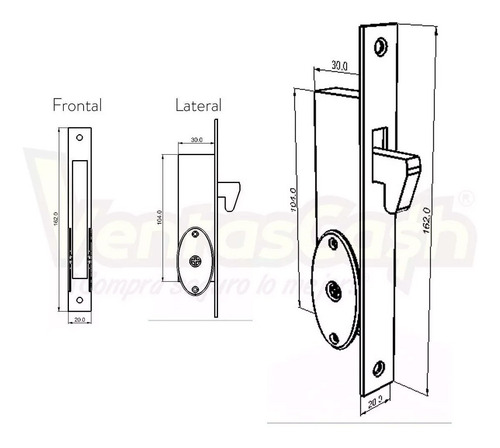 Imagen 3 de 3 de Chapa Cerradura Puerta Corrediza 504tt Austral Tetra Llave